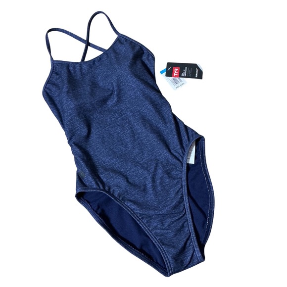 TYR Other - TYR Lapped Trinityfit One Piece Swimsuit Navy Blue‎ Durafast One TTLAP7A Size 30